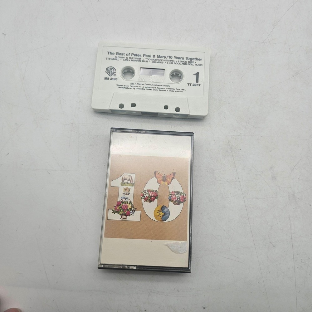 Vintage Cassette Peter Paul & Mary Best Of 10 Years Together Folk 1970 White USA